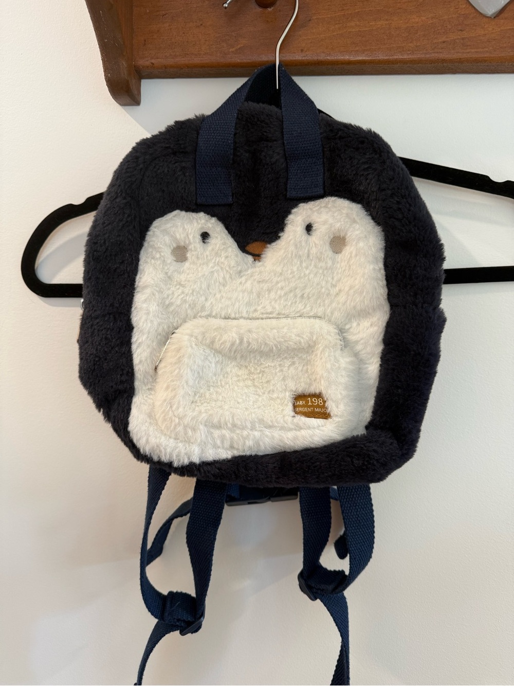 Plush Penguin Kids Backpack - Navy and Cream